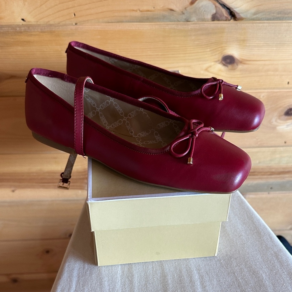 Michael Kors Burgundy Flats with Bow Detail